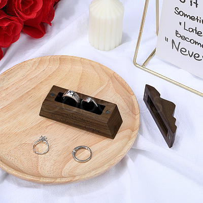 1Pc Black Walnut Wood Ring Storage Boxes with Magnetic Lid OBOX-PH0001-06-1