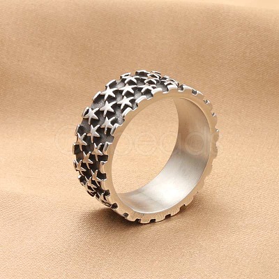 Punk Style 304 Stainless Steel Finger Rings for Men FS-WG83721-01-1