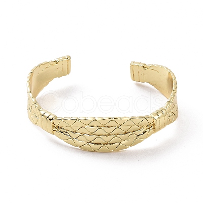 Brass Twist Rope Open Cuff Bangle for Women BJEW-F445-08G-1