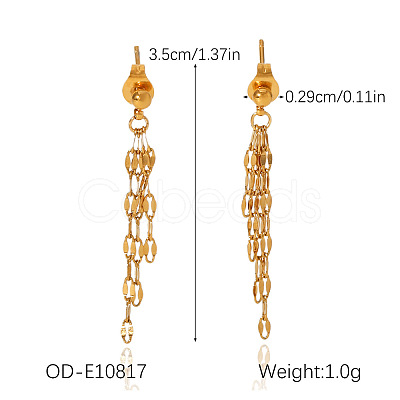 304 Stainless Steel Tassel Stud Dangle Earrings WG6C0B9-02-1