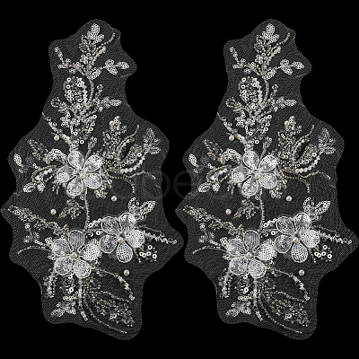 Flower Gauze & Sequin Embroidery Ornament Accessories DIY-WH0430-464B-1
