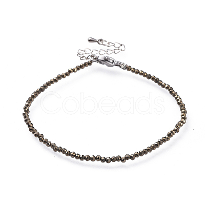 Natural Pyrite Bead Bracelets BJEW-JB04555-02-1