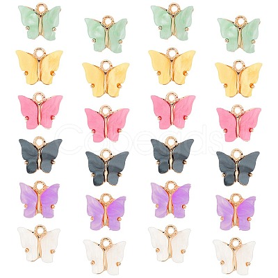 Light Gold Plated Acrylic Charms PALLOY-SC0002-58-1