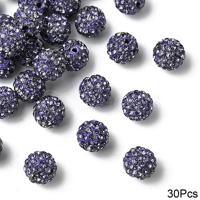 30Pcs Polymer Clay Rhinestone Beads RB-YW0001-26C-1