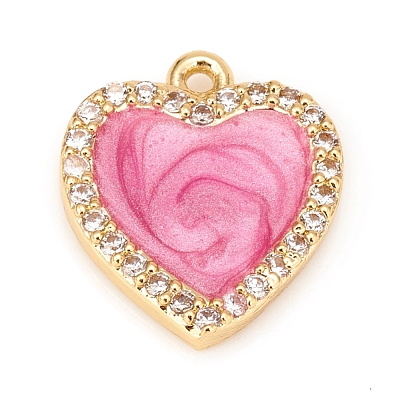 Brass Micro Pave Cubic Zirconia Charms KK-D160-47G-1