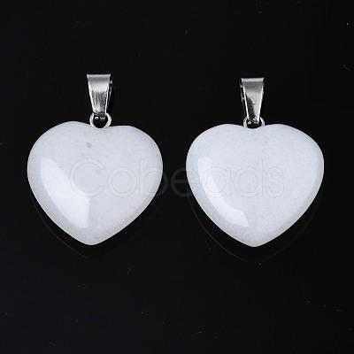 Heart Natural White Jade Pendants X-G-Q438-01-1