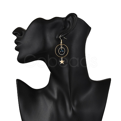 3Pairs Natural Tiger Eye Dangle Earrings EJEW-TA00656-1