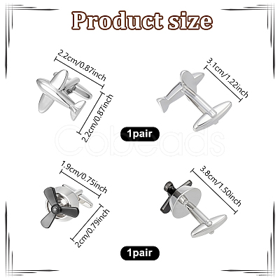 2 Pairs 2 Styles Brass Cufflinks DIY-PH0035-89-1