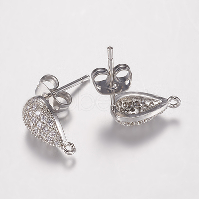 Brass Micro Pave Cubic Zirconia Stud Earring Findings ZIRC-G122-55P-RS-1