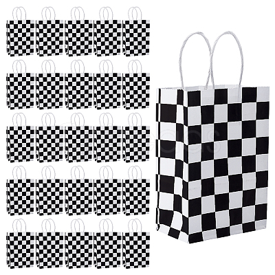 40Pcs Tartan Printed Paper Packing Tote Bags CARB-GO0001-01-1