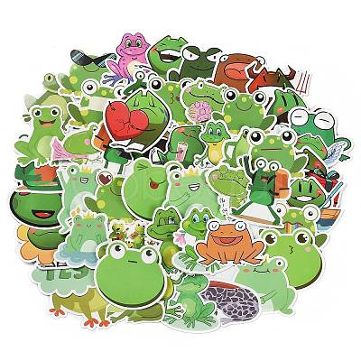 50 Pieces Cartoon Frog Doodle Paper Stickers STIC-R001-36-1