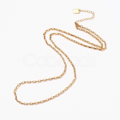 Brass Box Chain Necklaces NJEW-H206-01B-G-1