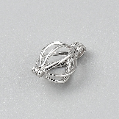 Sterling Silver Bead Cage Pendants STER-WH0008-86-1