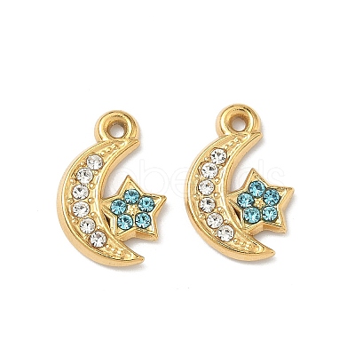 304 Stainless Steel Rhinestone Pendants STAS-L308-02C-G-1