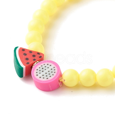 Handmade Polymer Clay Fruit Stretch Bracelet with Round Beads for Kids BJEW-JB07583-1
