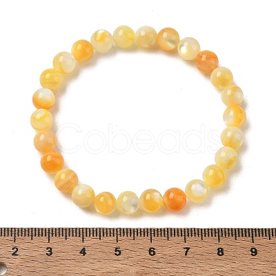 7MM Natural Yellow Shell Round Beaded Stretch Bracelets SH-CBACA76-18C-1