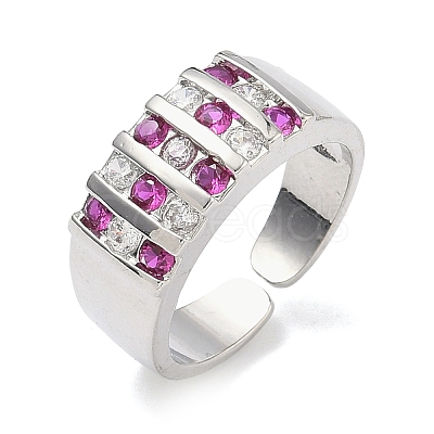 Brass Micro Pave Cubic Zirconia Cuff Open Rings RJEW-C158-04P-1