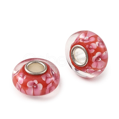 Lampwork & Brass Core European Beads LAMP-P019-01P-16-1