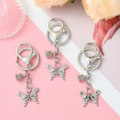 Alloy Rhineston and ABS Plastic Pearl Keychain KEYC-YW00028-01-1