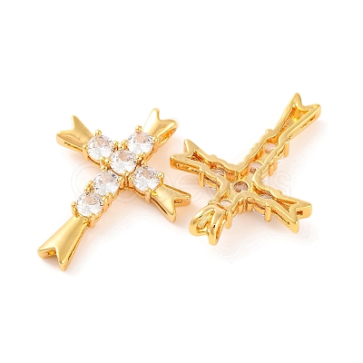 Brass Micro Pave Clear Cubic Zirconia Pendants KK-U017-09B-G-1