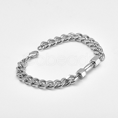 304 Stainless Steel Cuban Link Chain Bracelets for Men FS-WGF5D74-03-1