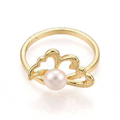 Flower Brass Finger Rings RJEW-N049-01G-1