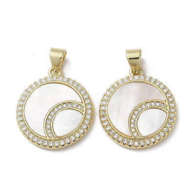 Brass Micro Pave Cubic Zirconia Pendants KK-G485-17A-G-1
