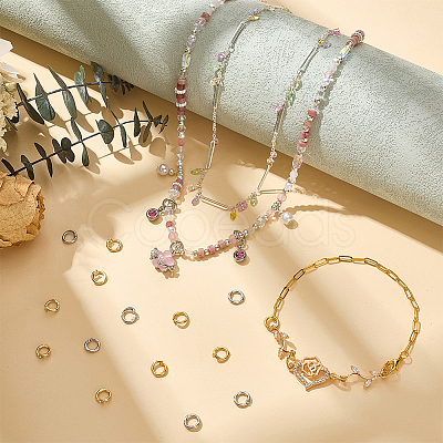 60Pcs 2 Colors Brass Open Jump Rings KK-BC0015-81-1