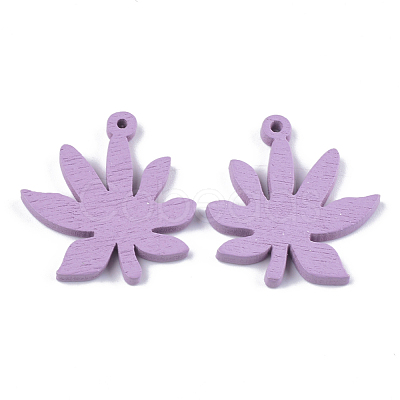 Painted Poplar Wood Pendants WOOD-S045-066H-1