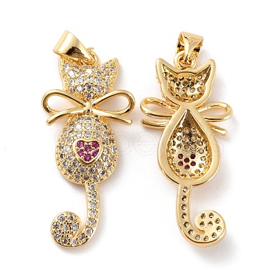 Brass Micro Pave Clear Cubic Zirconia Pendants ZIRC-Z018-21G-1