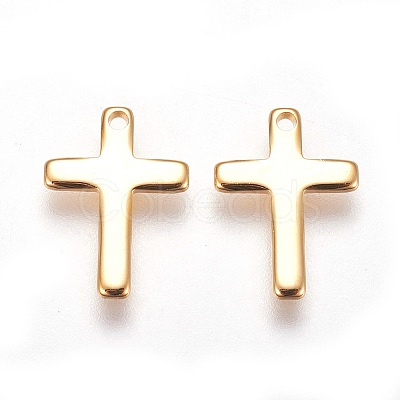 Brass Tiny Cross Charms X-KK-Q735-301G-1