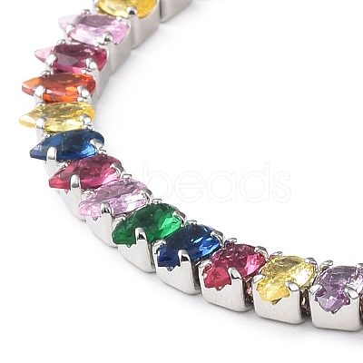 Cubic Zirconia Tennis Bracelet BJEW-L652-24P-01-1