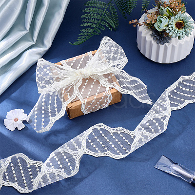10Yards Polyester Embroidery Mesh Flower Lace Ribbon OCOR-GF0005-41A-1