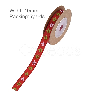 5 Yards Christmas Printed Polyester Ribbon SRIB-WH0074-01A-07-1