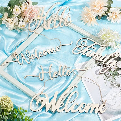 5 Sets 5 Style Wooden Door Signs AJEW-CN0001-50-1