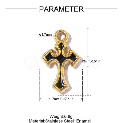 304 Stainless Steel with Black Enamel Charms SA-OY002-21G-1