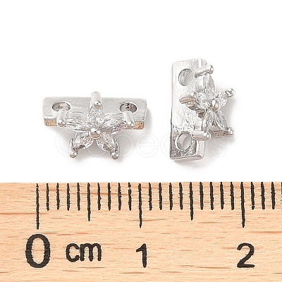 Brass Micro Pave Clear Cubic Zirconia Slide Charms KK-P239-15P-1