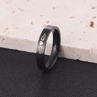 Heart Wing Pattern 304 Stainless Steel Finger Rings FS-WGA5734-25-1
