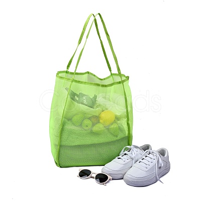 2Pcs 2 Colors Polyester Mesh Beach Bag ABAG-SZ0001-18B-1