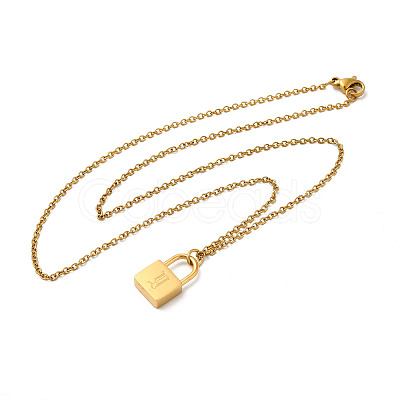 304 Stainless Steel Rolo Chain Pendant Necklaces NJEW-S444-01G-25-1
