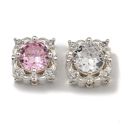 Brass Micro Pave Cubic Zirconia Beads KK-U037-05P-1