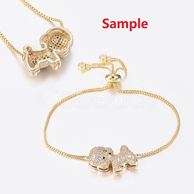 Brass Micro Pave Cubic Zirconia Puppy Pendants ZIRC-G125-35G-1