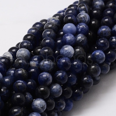 Natural Sodalite Round Beads Strands G-E329-6mm-39-1