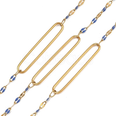 304 Stainless Steel Enamel Dapped Chain Oval Link Chains CHS-K021-15G-08-1