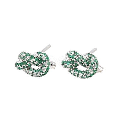 knot Brass Micro Pave Cubic Zirconia Stud Earrings EJEW-C174-01P-1
