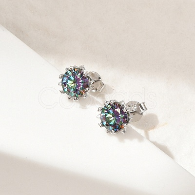 925 Sterling Silver Moissanite Rhinestone Stud Earrings EJEW-U042-05P-02-1