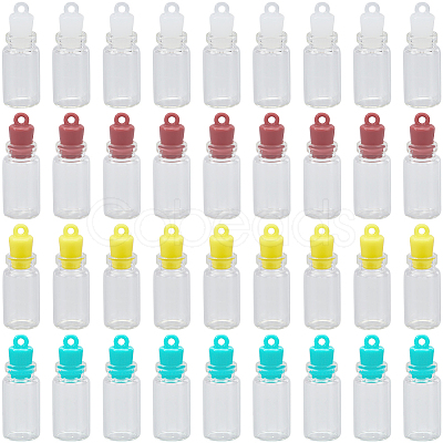 48Pcs 4 Colors Clear Glass Wishing Bottle Pendants GLAA-SC0002-56-1