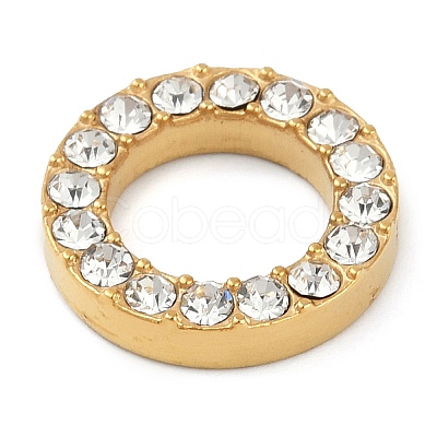 PVD Vacuum Plating 304 Stainless Steel Crystal Rhinestone Linking Rings STAS-Z082-01G-01-1