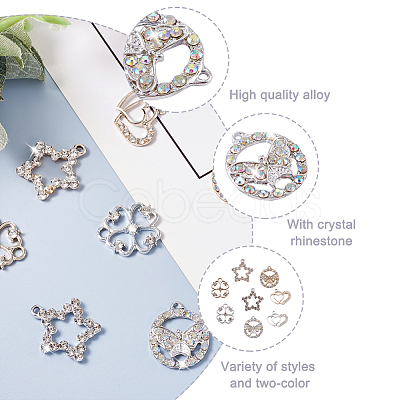 Spritewelry 32Pcs 8 Style UV Plated Alloy Pendants FIND-SW0001-16-1