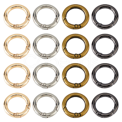 24Pcs 4 Colors Alloy Spring Gate Rings FIND-HS0001-26C-1